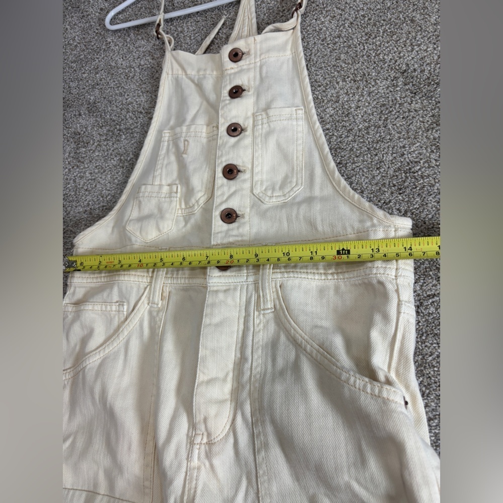 Anthropologie Pilcro Denim Overalls Cream size 25 adjustable straps - Picture 7 of 8